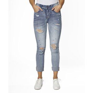 ZOE by Zoe + Phoebe Juniors High Rise Cuffed Raw Hem Fit Jeans Blue Size 11 B4HP